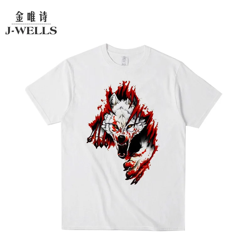 Летние Для мужчин футболка с принтом тигра Новинка футболки Модная Футболка