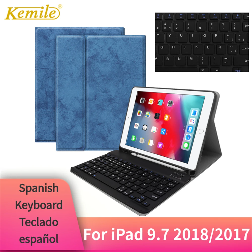 Kemile для iPad 9 7 2018 чехол клавиатура W Карандаш Держатель смарт Защитная крышка
