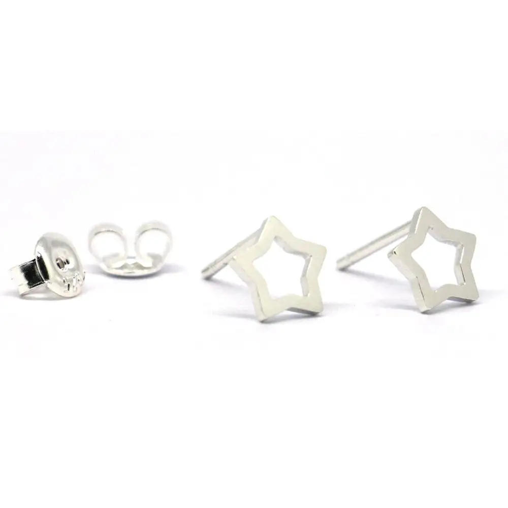 CUTOUT STAR Серьги-гвоздики из твердого стерлингового серебра - Окраска металла: CUTOUT STAR