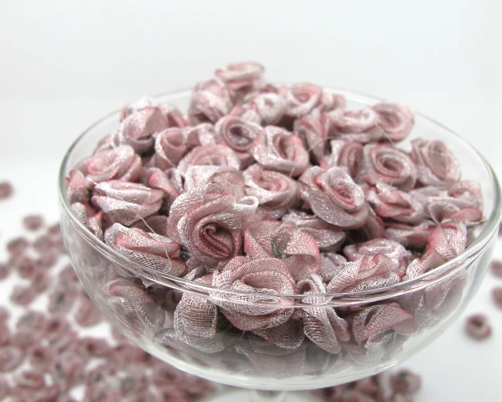 100 шт. пурпурный Шифоновый Цветок розы бутоны | Цвет Омбре Цветочная аппликация