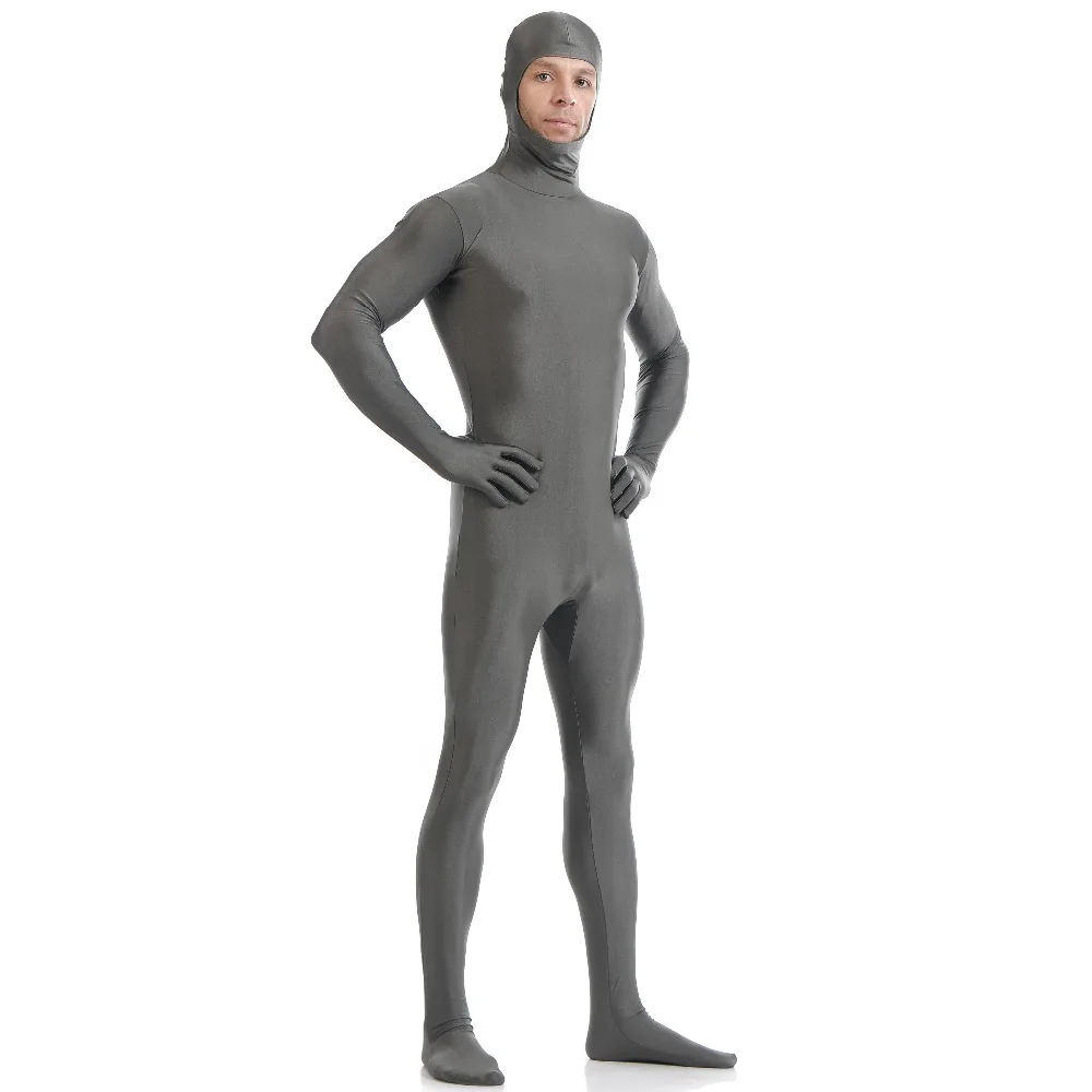 Мужской костюм Zentai нейлоновое боди из спандекса с открытым лицом и лайкры для