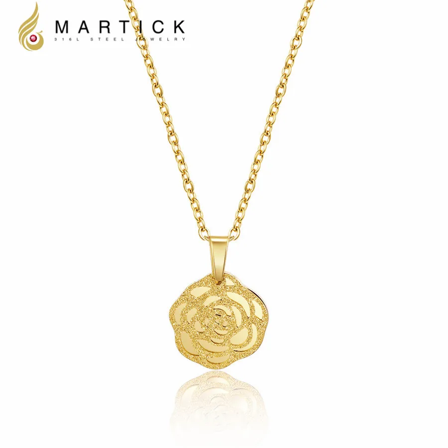 Ожерелье Martick 316L из нержавеющей стали золотистого цвета с полым цветком и кулоном