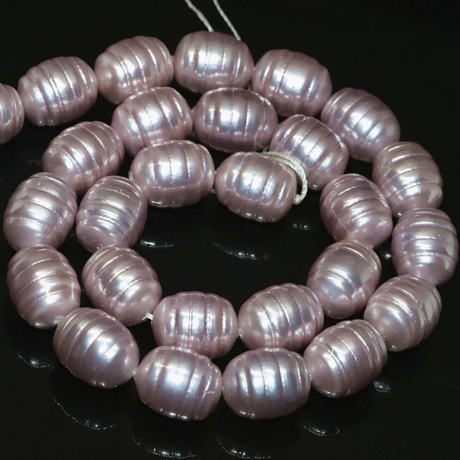 

Factory outlet wholesale purple barrel oval natural shell pearl 12*15mm loose beads beauty women diy jewelry gift 15inch B2281