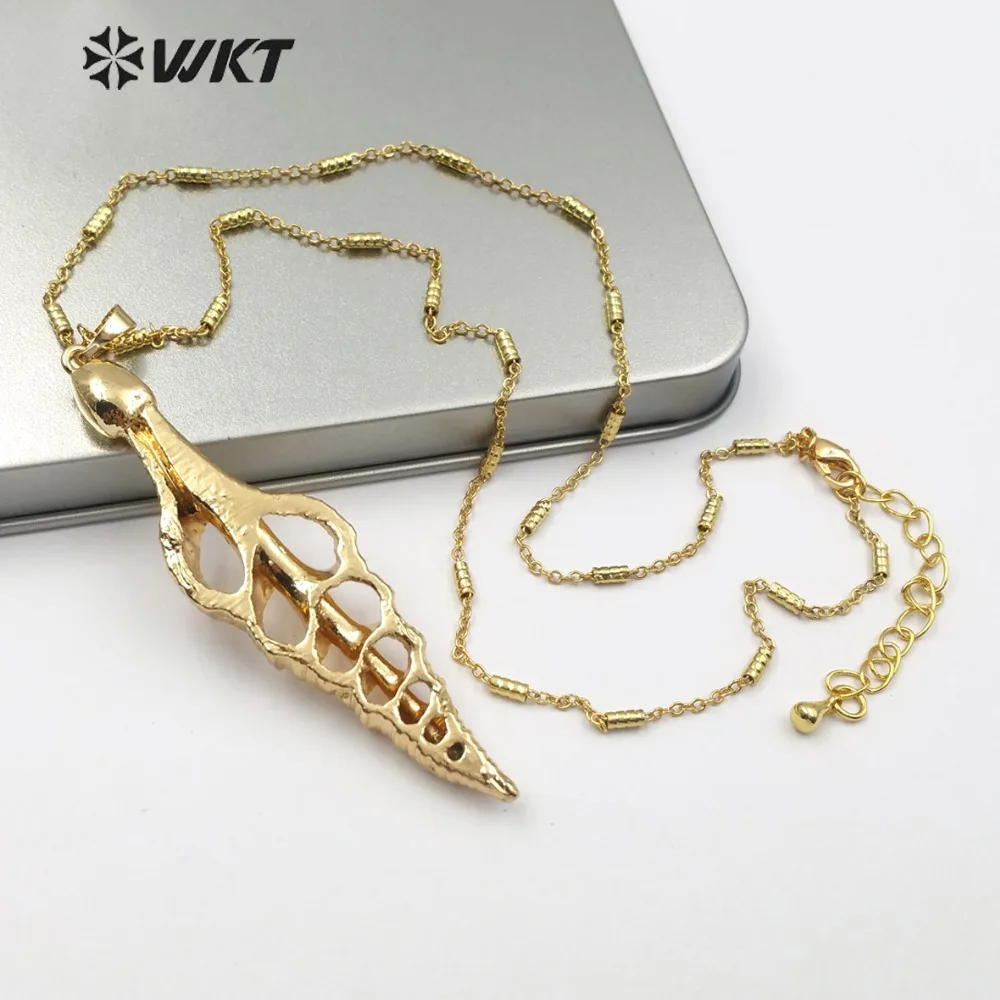 

Женское ожерелье с ракушками-трубами, украшение с гальваническим покрытием под золото, кулон в виде ракушек, Пляжное летнее Ювелирное Украш...