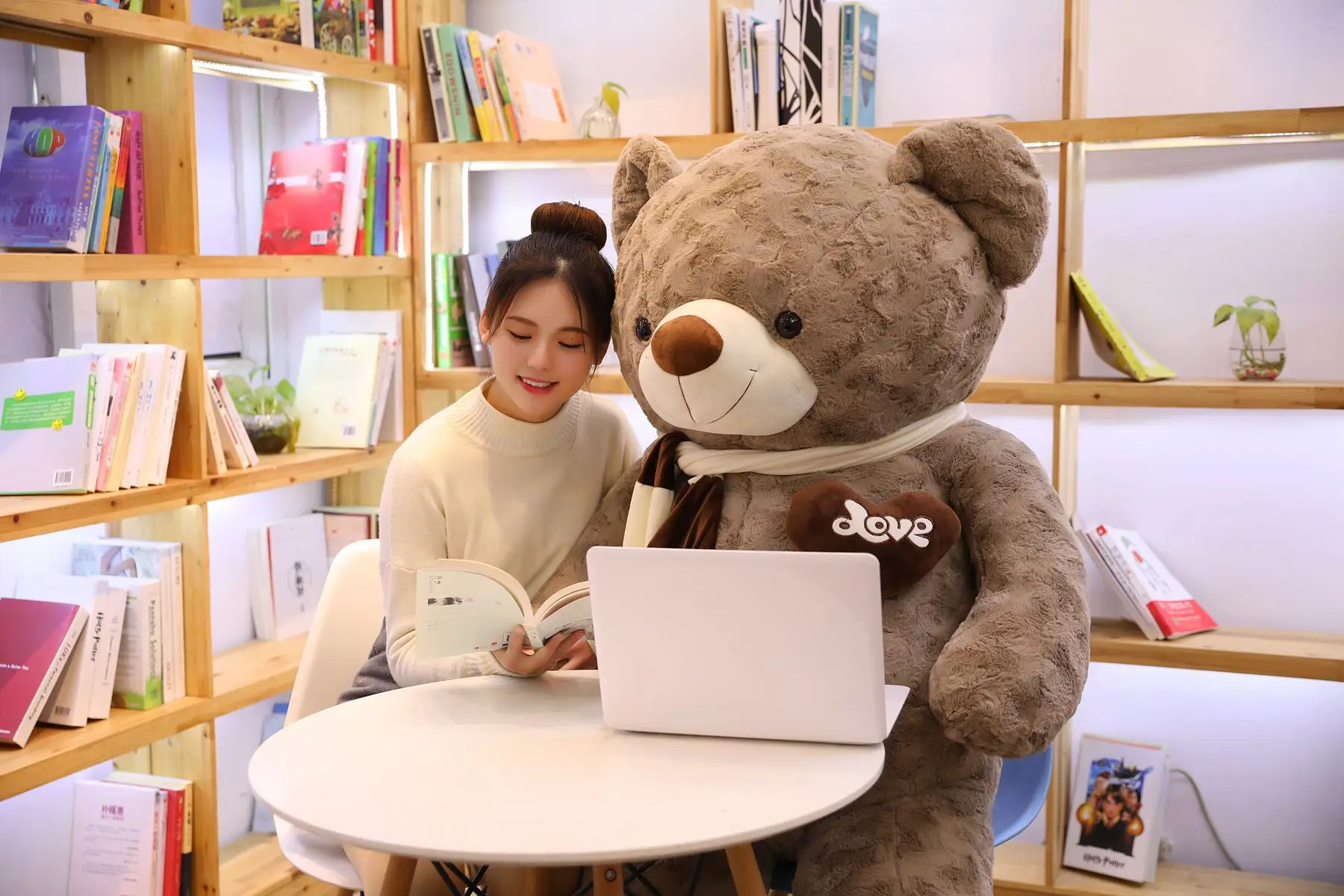 80CM/ 100CM T-shirt Love Teddy Bear Doll Large Plush Toy Big Bear Appease Stuffed Doll Female Birthday Gift Valentine's Day Gift