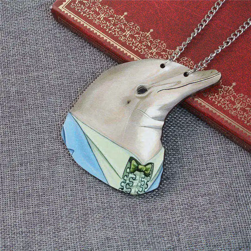 1 шт. деревянное ожерелье в виде дельфина 71 см (28 дюймов)|sweater necklace|multicolor necklacedolphin