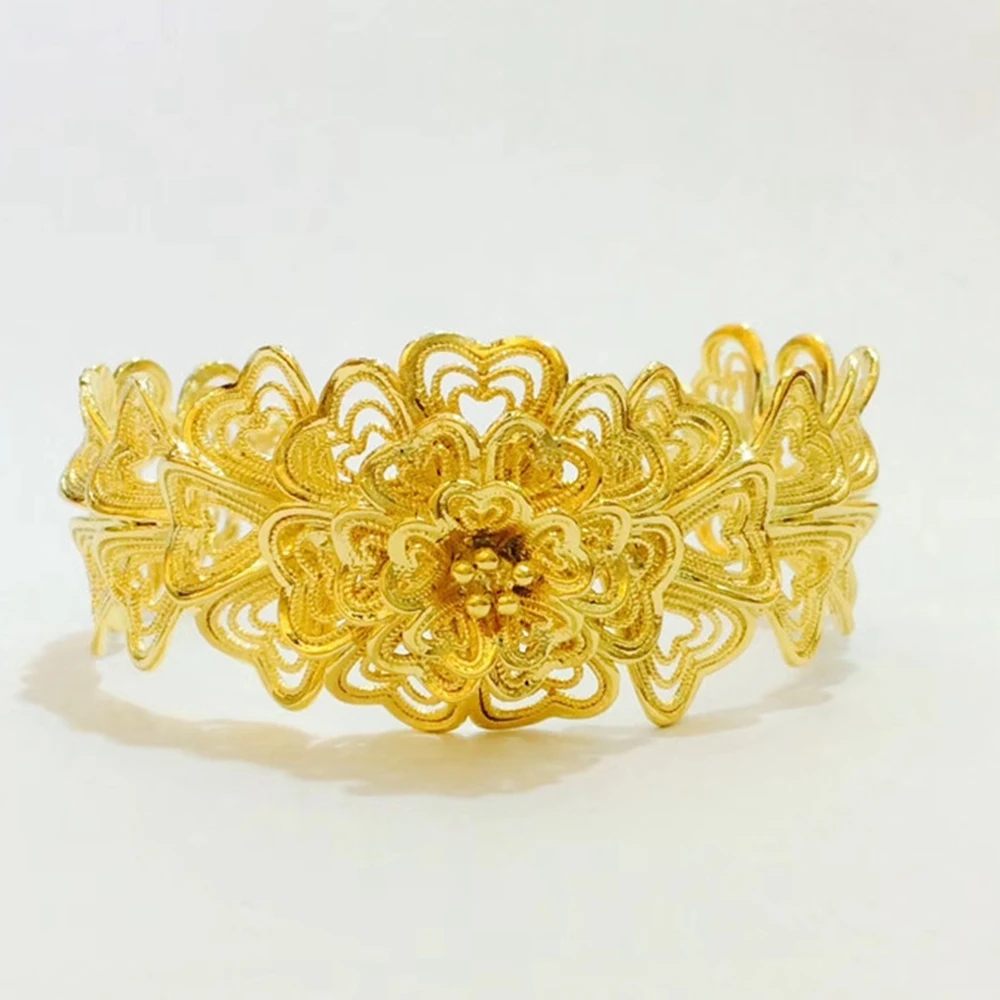 Браслет на запястье с цветами филигрань желтое золото | Украшения и аксессуары