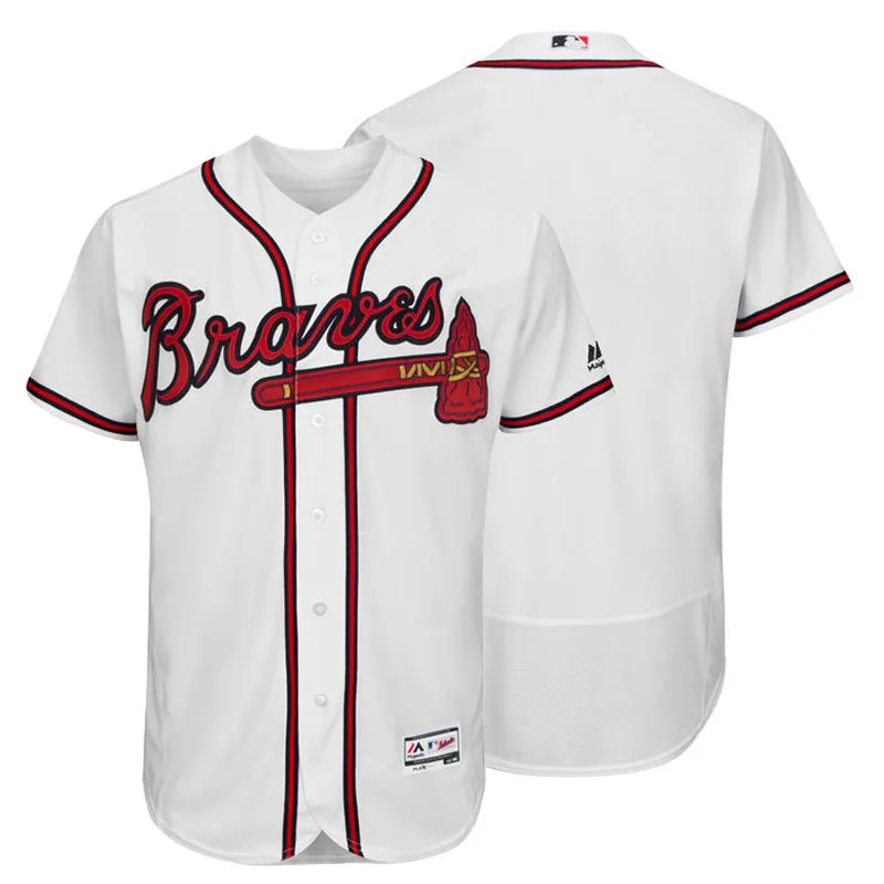 Мужская Фредди Фриман #5 Chipper Jones #10 Хэнк Аарон #44 100% Прошитой Логотипы Flexbase Белый