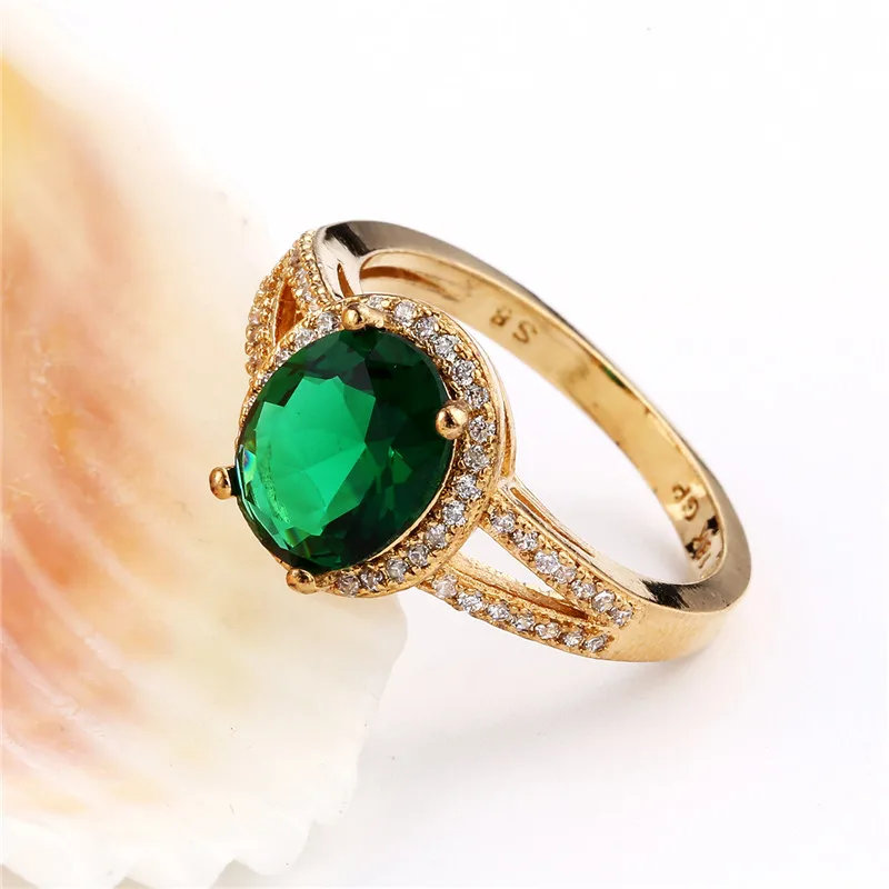 Женское кольцо на палец BUDONG Infinity овальное зеленого цвета с цирконием|anel feminino|women