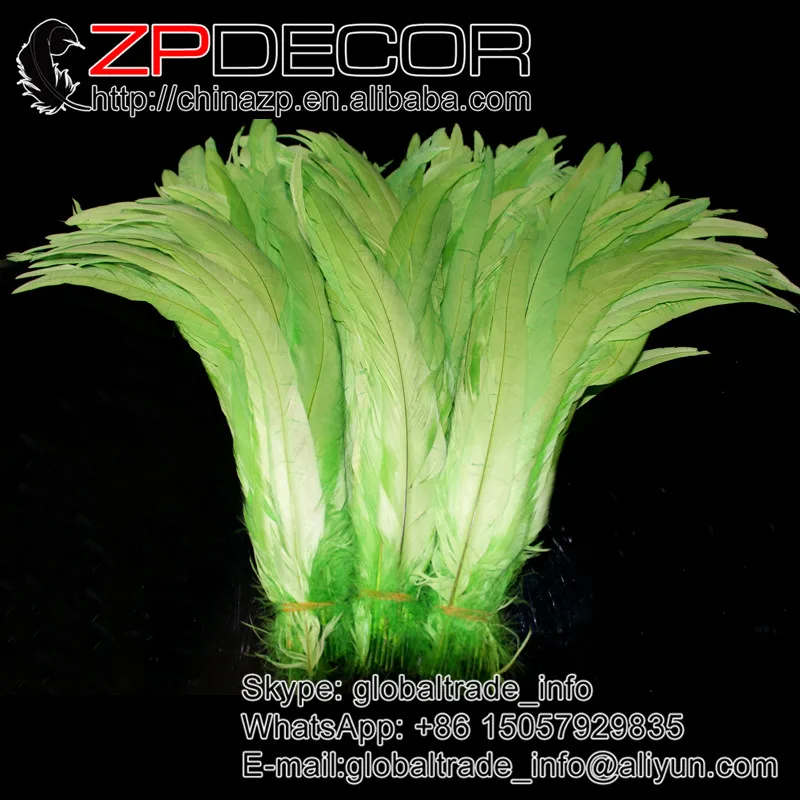 lime green ZPDECOR шт./лот 100 35-40 см(14-16 дюймов) достаточный запас цветов петух хвост перья для карнавала украшения - Цвет: lime green