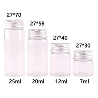 wholesale 7ml 12ml 20ml 25ml transparent glass spice bottles jars vials terrarium with silver screw cap lid wedding crafts 50pcs
