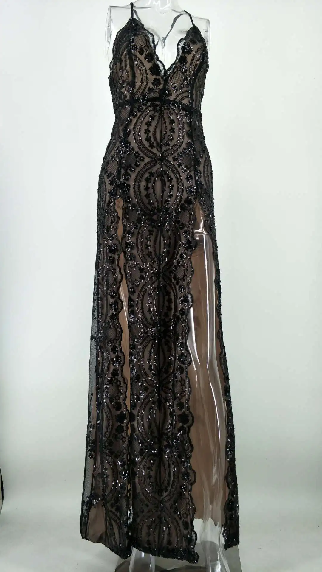 Robe De Soiree YIDINGZS сексапильное вечернее платье с блестками, женские вечерние платья с открытой спиной и перекрестными ремешками