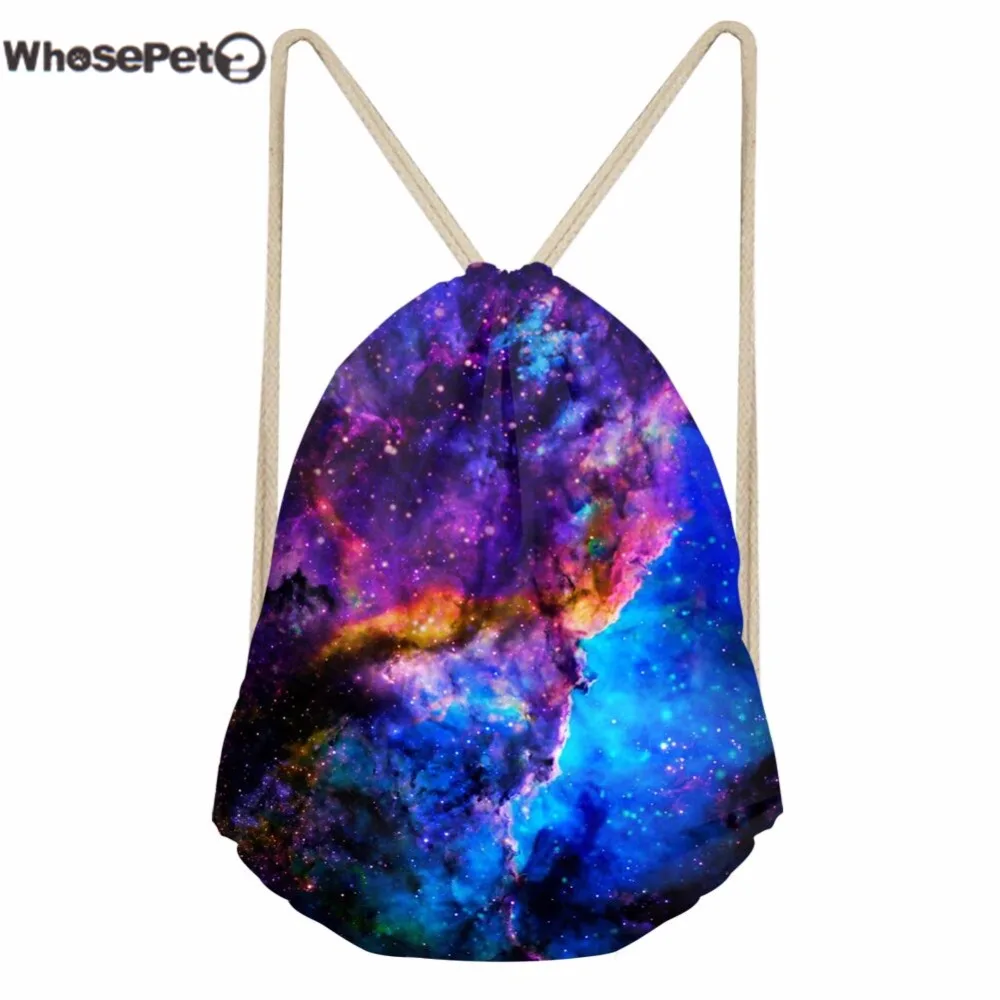 WhosePet Drawstring сумка маленькая для мужчин женщин школы рюкзаки Космическая