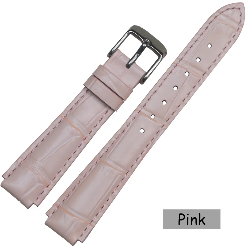 Pink Pesno подходит для Casio LTP-2069L телячья кожа ремешок для часов Белый Розовый Синий Бежевый 18 мм женские часы аксессуары - Цвет ремешка: Pink