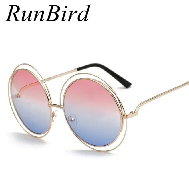 Женские солнцезащитные очки в металлической круглой оправе большие брендовые