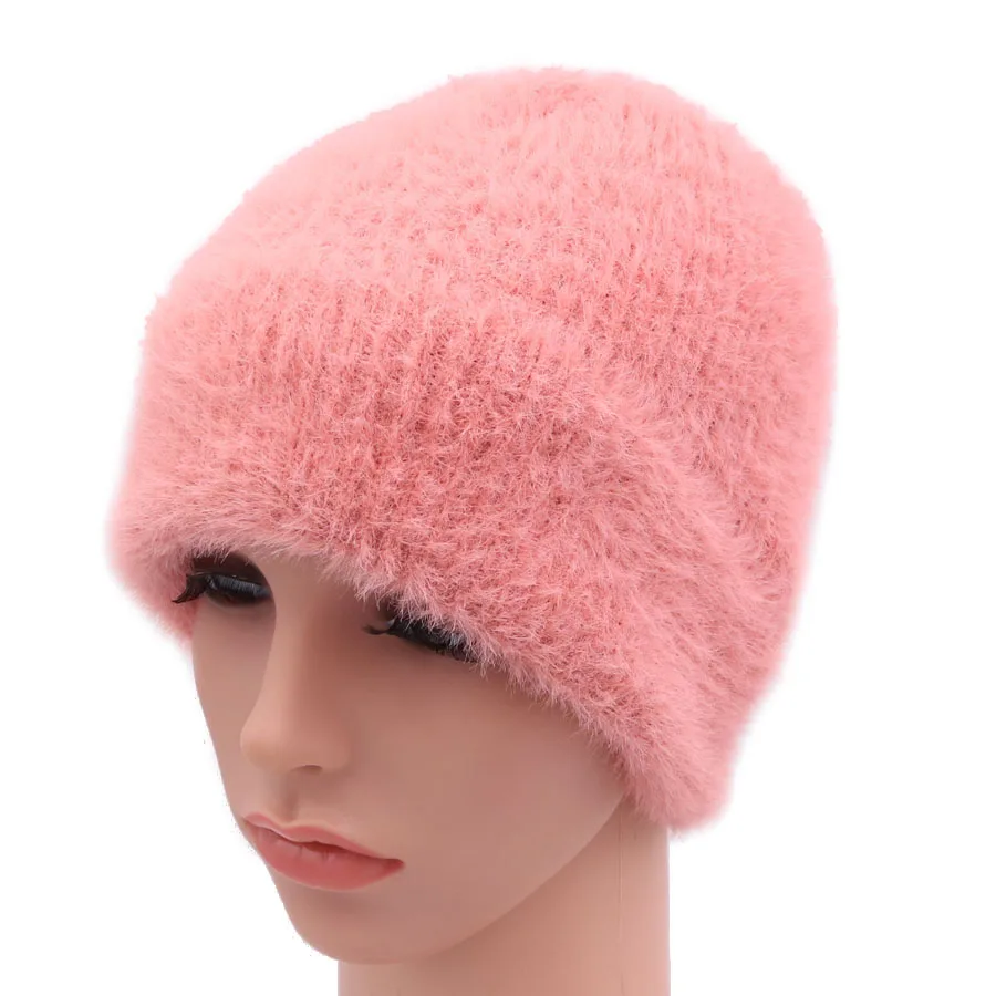 Зимние женские шапки из искусственного меха норки вязаные для отдыха модные