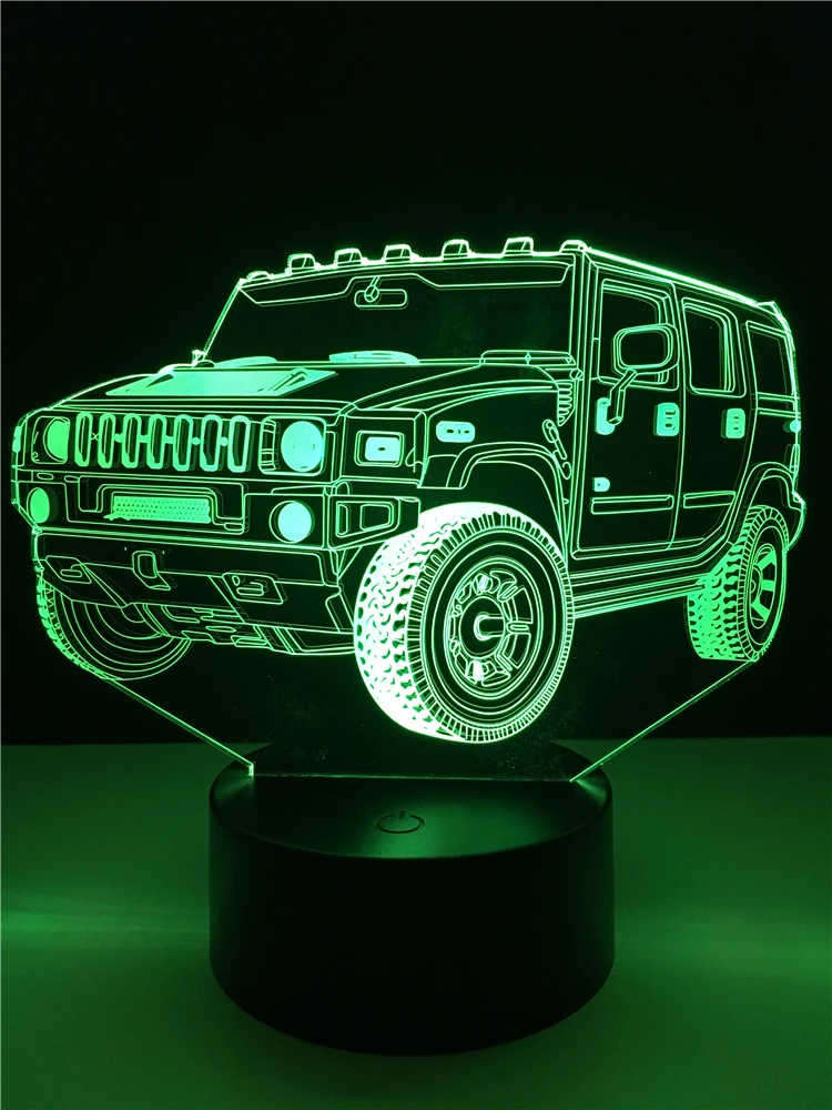 Amroe Крутой Джип-автомобиль 2019 7 цветов затемняющий градиент RGB 3D светодиодный