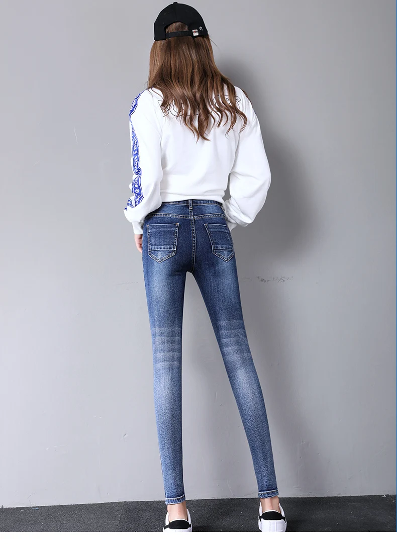 ZQLZ вышитые джинсы Для женщин Повседневное Высокая талия осень Денин брюки Femme 2018