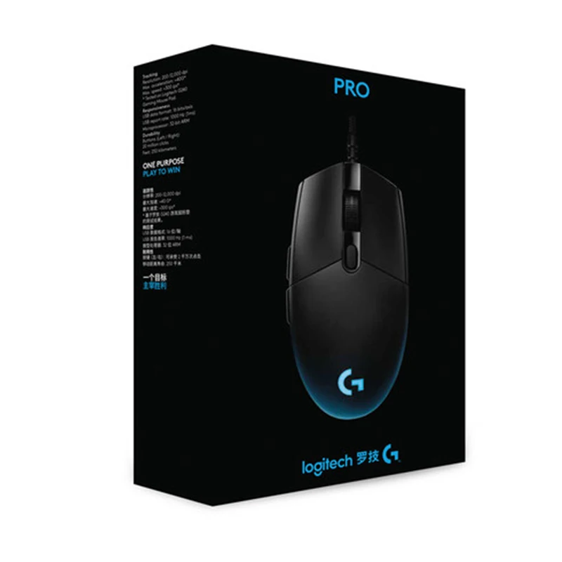 Новинка Logitech G Pro игровая мышь геймер профессиональная Проводная 12000 точек/дюйм RGB