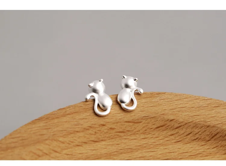 earring 925 пробы серебряные гипоаллергенные серьги-гвоздики в виде животных и кошек для женщин, подарок, Стерлинговое серебро, ювелирные изделия для женщин, Brincos Bijoux - Окраска металла: earring