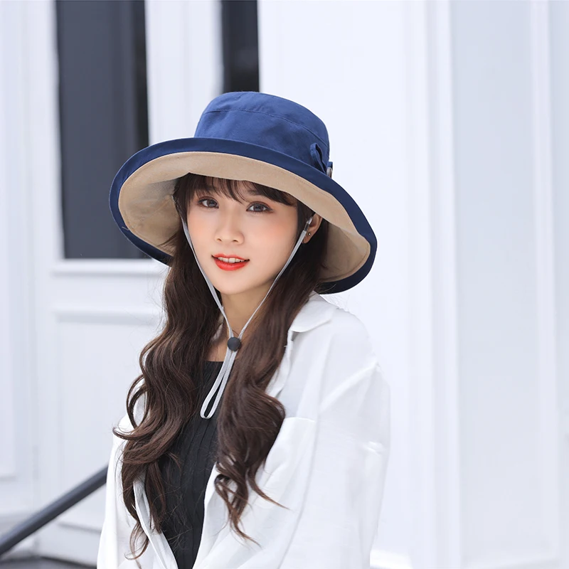 

2019 Summer Sun Hats For Women bucket hats Beach Hat casual Wide Brim Foldable Outdoor Fishing Caps adjustable