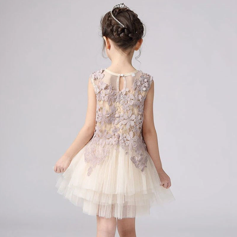 Детское летнее платье для свадебной вечеринки маленьких девочек Кружевное