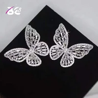 be 8 fashion butterfly shape hollow out cz jewelry top cubic ziconia pave earringringbangle for womengirl accessories s 026