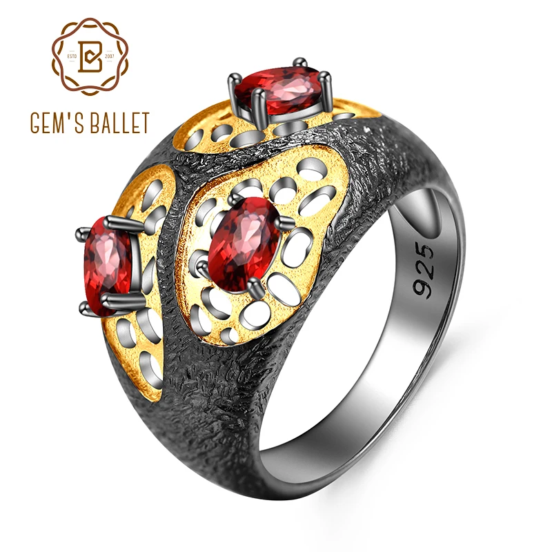 Gem балетки 925 пробы серебра ручной работы кольца в виде веток натуральный