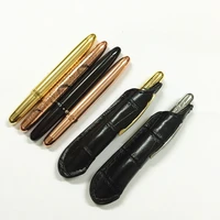 mini crocodile 9cm space ballpoint pen golden rings and leather pouch neat convience office supplies luxury metal pens 6 colours