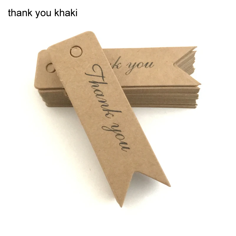 thank you khaki Бирка с логотипом 100 шт этикетки из крафт-бумаги DIY Швейные тканевые закладки для одежды DIY Ювелирные изделия Материал ретро бирки для выпечки одежды - Цвет: thank you khaki