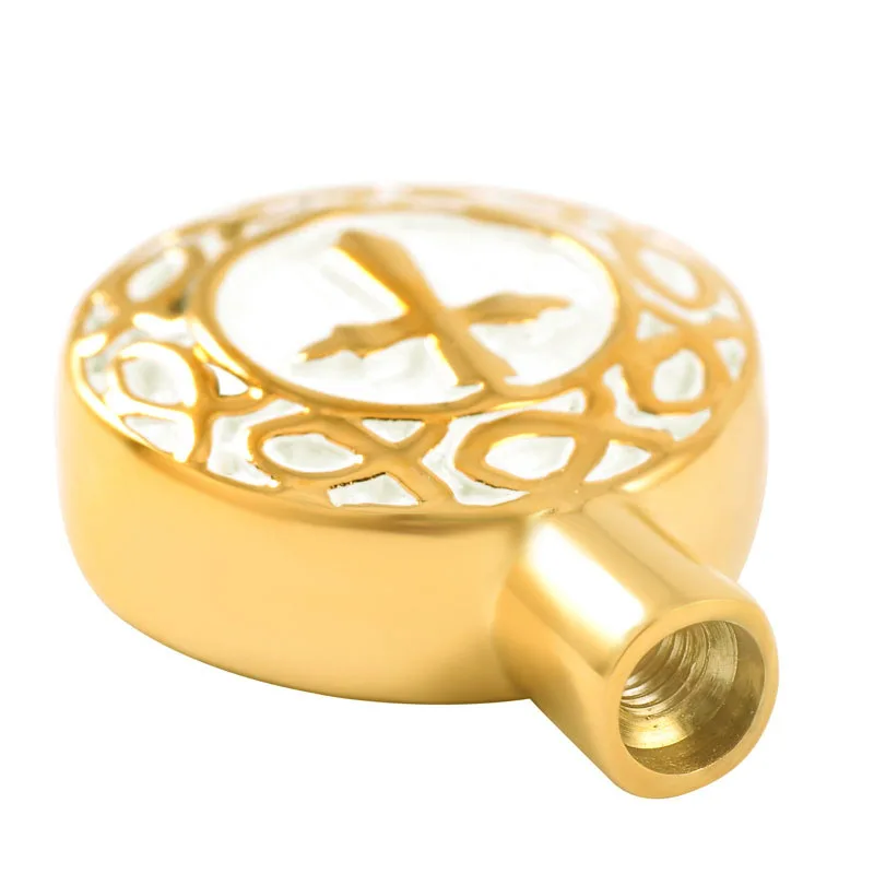Silver gold and rose tone round memorial cremation urn funeral pendants with cross logo inlay ashes holder keepsake |