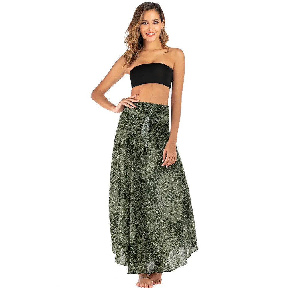 Gypsy Boho юбки женские летние длинные хиппи юбки богемные цветы эластичный пояс цветочные Холтер Юбка faldas largas mujer bohemia