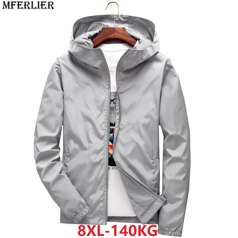 MFERLIER Большие размеры 6XL 7XL 8XL большие мужские осенние тренчи повседневные куртки