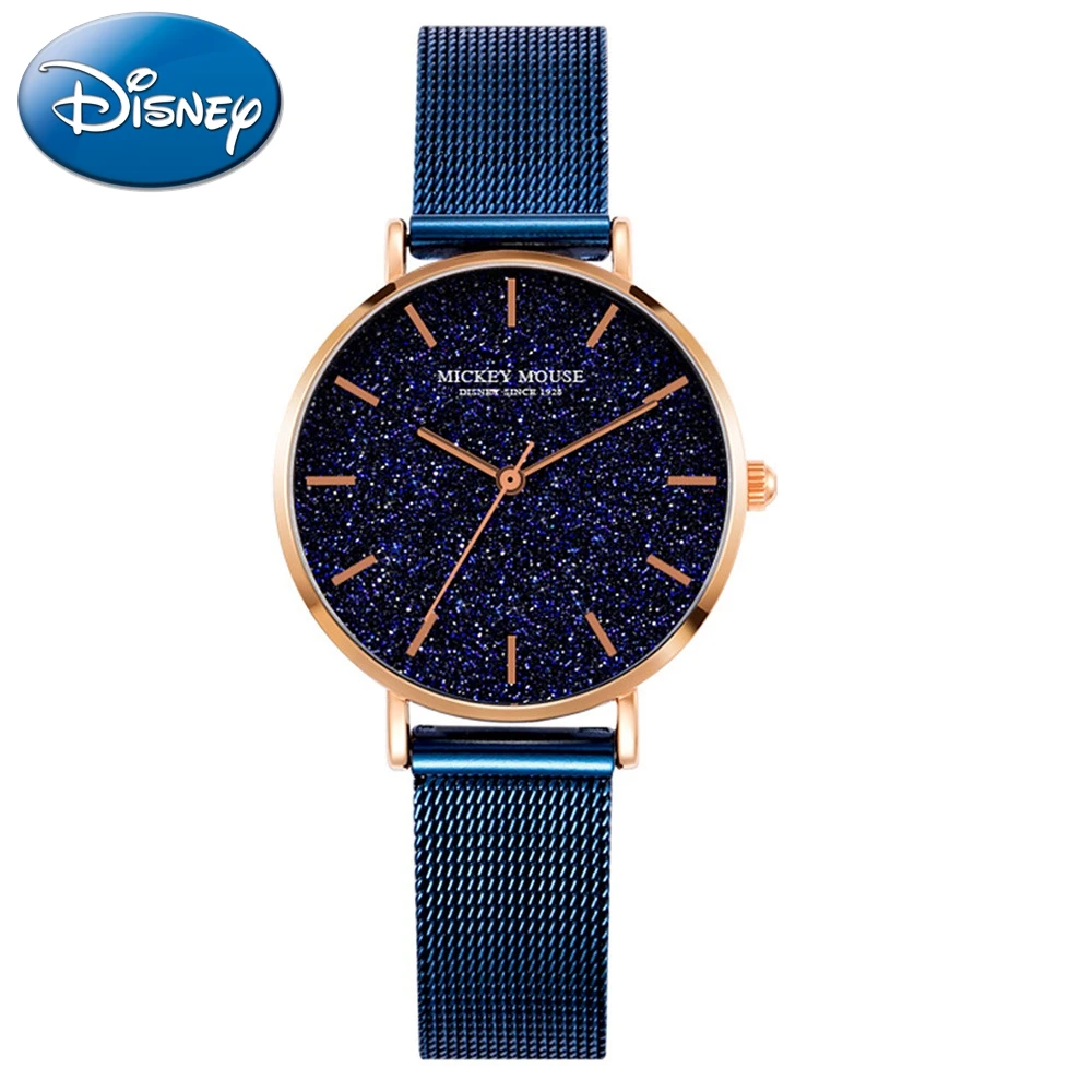 Top Brand Disney Luxury Women's Quartz Waterproof Rose Gold Watches Ultra Thin Analog Clock Mesh Steel Band Wrist Watch MK-11185