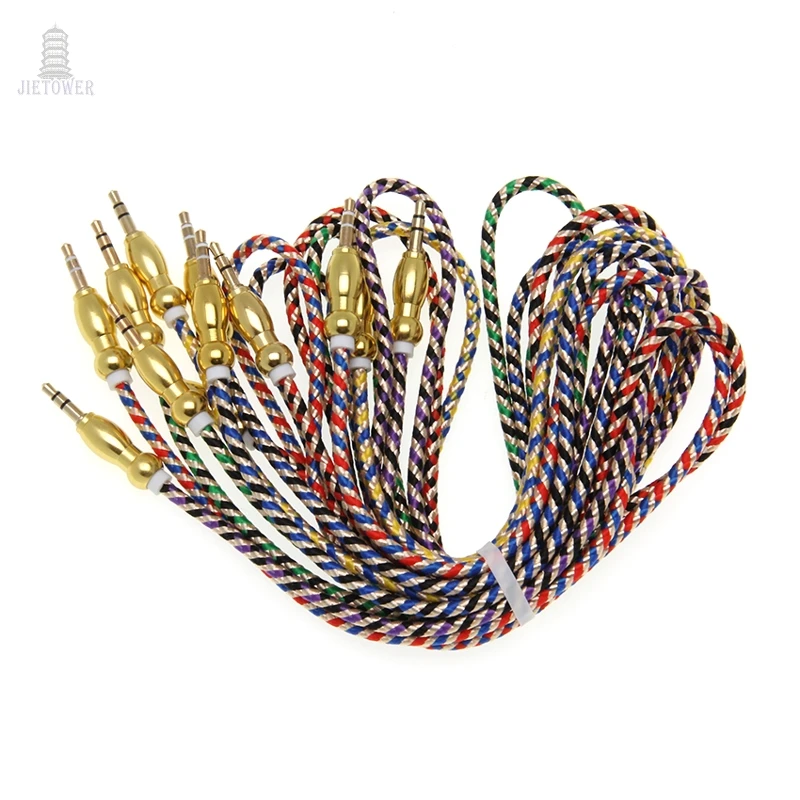 300pcs AUX Audio Cable 3.5mm male to Stereo new ethnic Plait style Cord for Car Headphone Speaker Computer cheap | Электроника