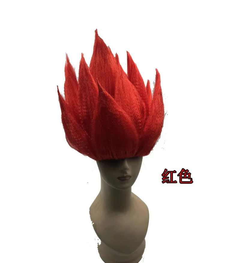 high quality Goku Cosplay Wigs Dragon Balls Super Saiyan Blue Red Black Yellow Goku Peluca Anime Men Adult Women Hair - Цвет: Красный