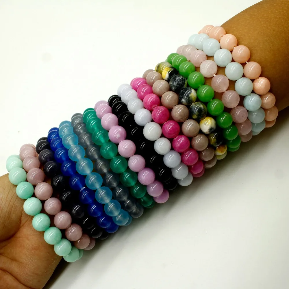 Браслет мужской/женский эластичный с натуральным камнем 10 мм | Украшения и