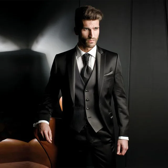 Новые поступления Для мужчин s черный костюм Индивидуальный заказ смокинг для