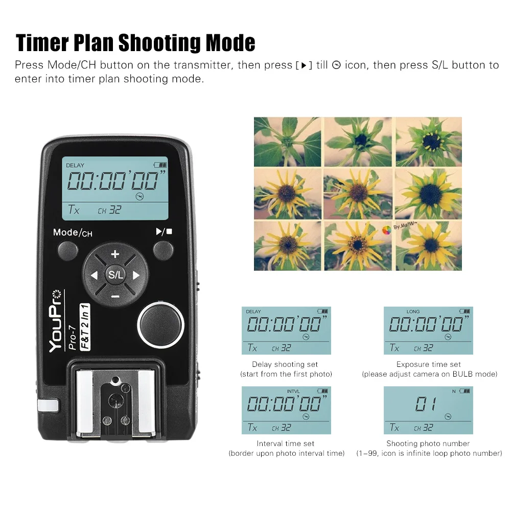 Беспроводной пульт дистанционного управления таймером затвора YouPro Pro-7 с