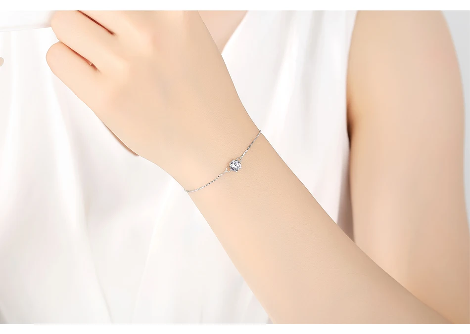 Czcity простой стерлингового серебра 925 шесть коготь Серьги necklaceand браслет Для женщин ювелирные свадебные костюм-тройка для невесты подарок