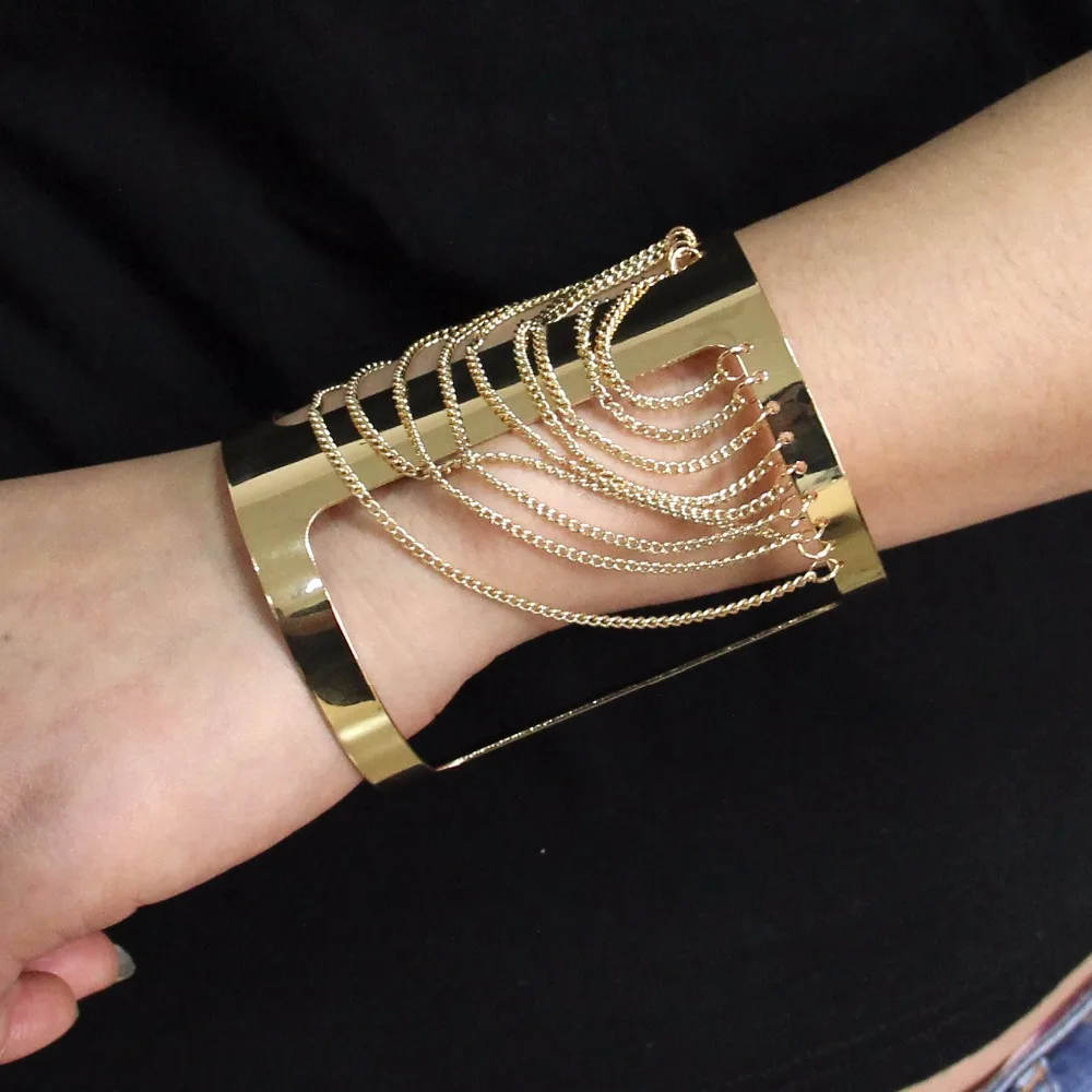 MANILAI уникальный дизайн Manchette браслеты для женщин эффектная Ювелирная цепочка из