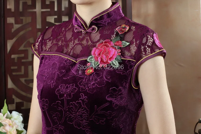 Шанхай история новая мода бархат Qipao китайская женская одежда Cheong sam платье