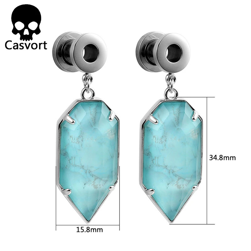 Casvort модный пирсинг телесных тоннелей Palmer Teal Howlite полудрагоценный камень Висячие серьги пробки ювелирные изделия для тела