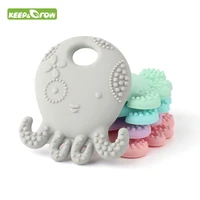 keepgrow octopus silicone teether bpa free mordedor silicona soother chain baby teething toys diy necklace teething pandent