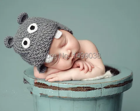 Детская шапочка для фотосъемки новорожденных Бегемот новорожденных/детская