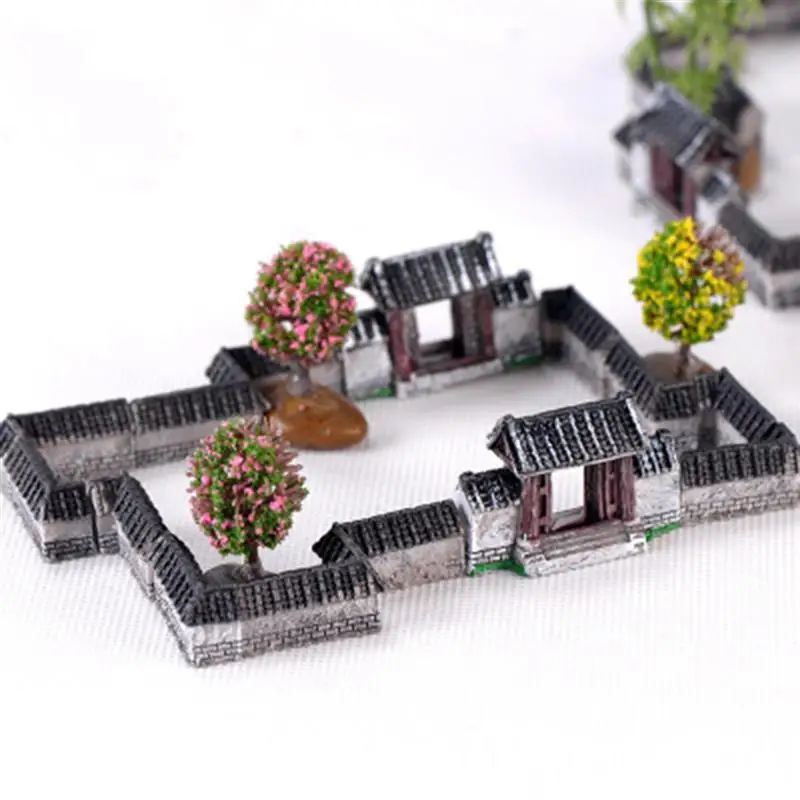 

1pc Ancient Gate Wall Resin Miniatures Micro Landscape Ornaments Retro Figurines Mini Old City Gate Doll House DIY Craft