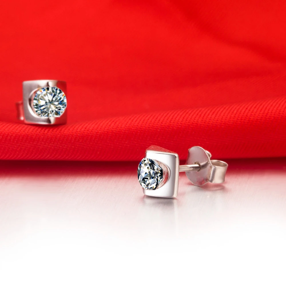 Test Positive 0. 3CT/шт серьги с муассантом брендовые гвоздики из стерлингового серебра