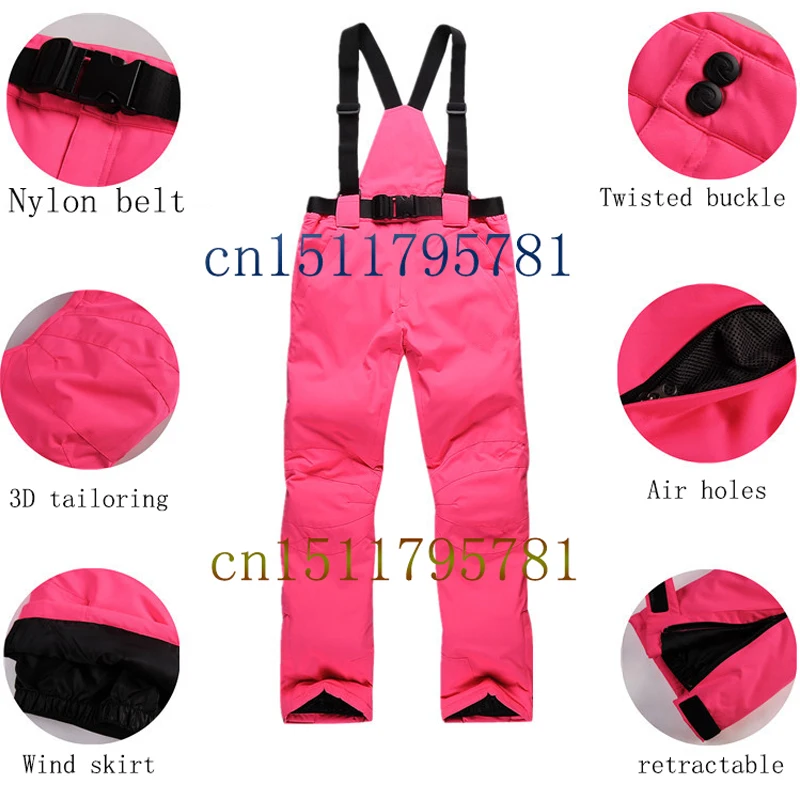 Зимние водонепроницаемые высококачественные женские и мужские лыжные штаны для