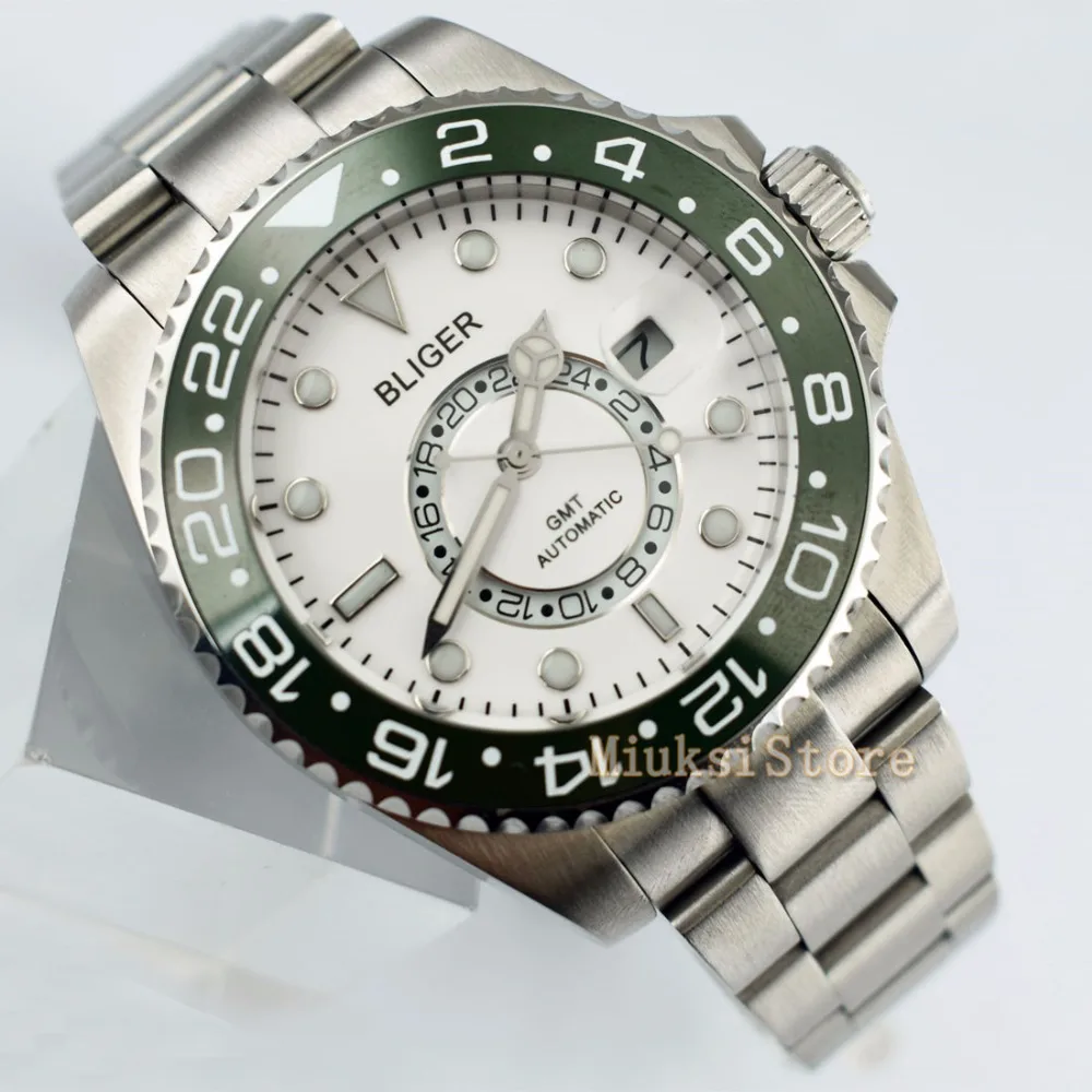 43 мм D'origine белый montre mode pour Top marque automatique multifoncments homme календириор мужские Lumineux |