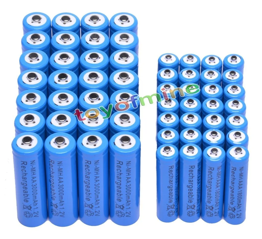

28x AA + 28x AAA 1.2V 1800mAh 3000mAh NiMH Blue Rechargeable Battery Cell